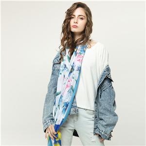 Wholesale lily printed cotton warm scarf