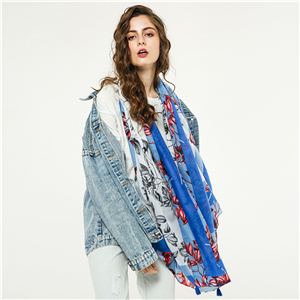Wholesale color edge leaf print cotton decorative scarf