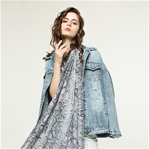Wholesale snake print animal print tassel cotton scarf
