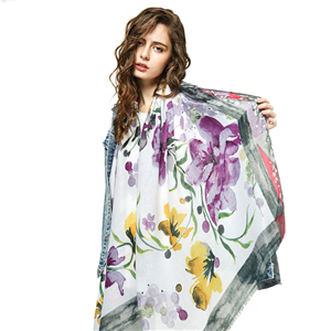 Colorful narcissus print warm cheap scarf
