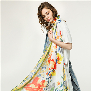 Colorful narcissus print warm cheap scarf