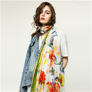 Colorful narcissus print warm cheap scarf