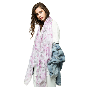 Wholesale rose print tassel sunscreen scarf