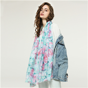 Wholesale rose print tassel sunscreen scarf