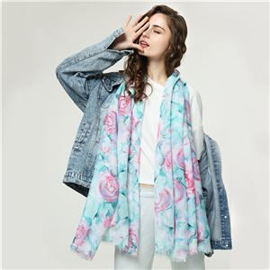 Wholesale rose print tassel sunscreen scarf