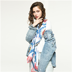 Wholesale sun flower print tassel cotton scarf