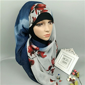 Wholesale pleated flower gradient muslim scarf