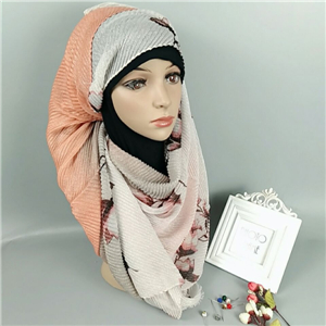Wholesale pleated flower gradient muslim scarf