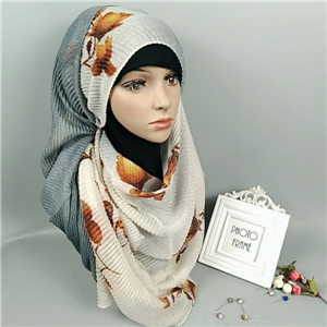 Wholesale pleated flower gradient muslim scarf