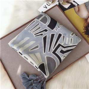 Wholesale light gray graffiti stitching tassel cotton scarf