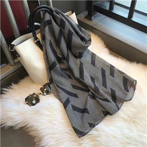 Wholesale geometric striped warm cotton scarf