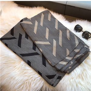 Wholesale geometric striped warm cotton scarf