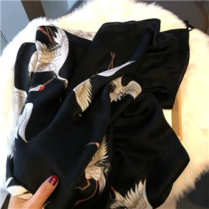 Wholesale crane printing warm cotton scarf