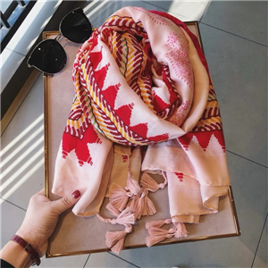 Wholesale geometric cashew flower tassel cotton scarf