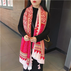 Wholesale geometric cashew flower tassel cotton scarf