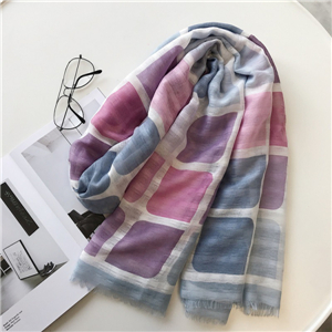 Wholesale pink blue square graffiti warm cotton scarf