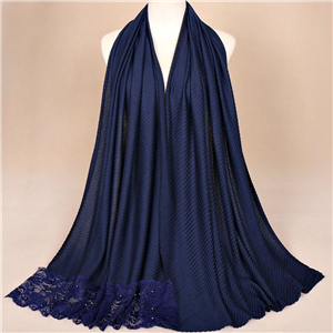 Wholesale solid color lace stitching nail pearl scarf