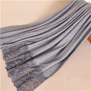 Wholesale solid color lace stitching nail pearl scarf