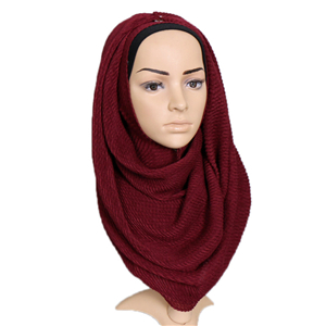 Wholesale solid color crease muslim scarf