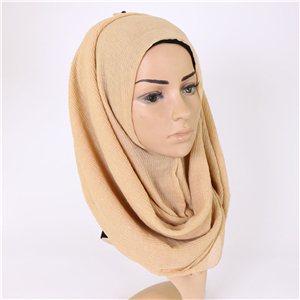 Pure color crumpled cotton Muslim cheap scarf