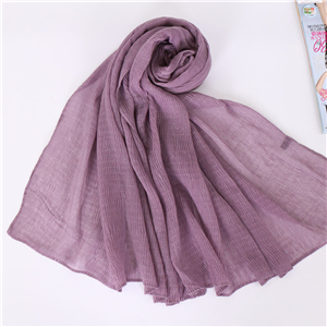 Pure color crumpled cotton Muslim cheap scarf