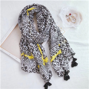 Wholesale printed tassel cotton decorative scarf