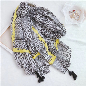 Wholesale printed tassel cotton decorative scarf