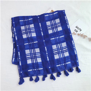 Color matching geometric tassel cotton cheap scarf