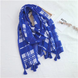 Color matching geometric tassel cotton cheap scarf