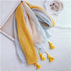 Floral print tassel cotton cheap scarf