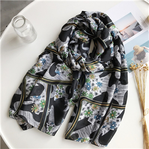 Wholesale four-leaf clover sun flower pattern cotton scarf