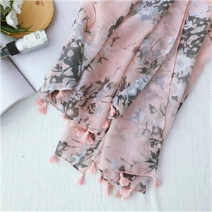 Wholesale printed tassel cotton decorative scarf