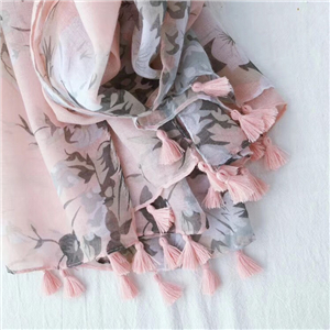 Wholesale printed tassel cotton decorative scarf