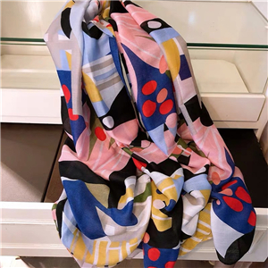 Wholesale geometric pattern fringed cotton scarf