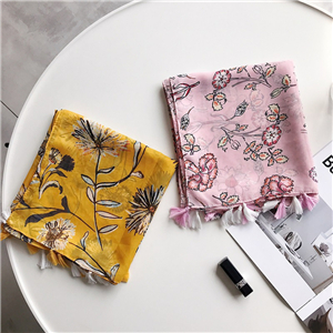 Floral tassel cotton cheap scarf