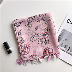 Floral tassel cotton cheap scarf