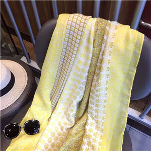 Wholesale yellow floral dot tassel cotton scarf