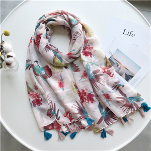 Printed fringed decorative cotton cheap scarf