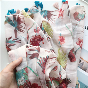Printed fringed decorative cotton cheap scarf