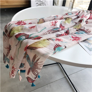 Printed fringed decorative cotton cheap scarf