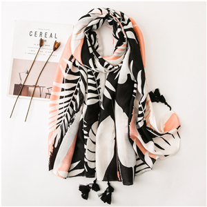 Wholesale plant print tassel sunscreen scarf