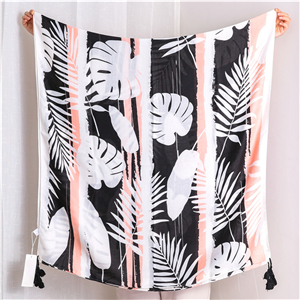 Wholesale plant print tassel sunscreen scarf
