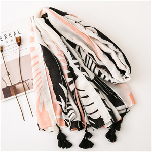 Wholesale plant print tassel sunscreen scarf