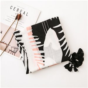 Wholesale plant print tassel sunscreen scarf