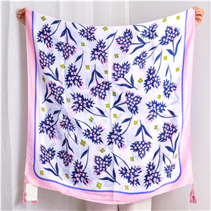 Wholesale flower print tassel cotton scarf