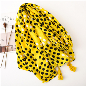 Wholesale yellow bee nest pattern tassel cotton scarf