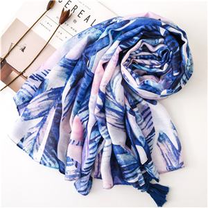 Banana leaf print tassel cotton cheap scarf
