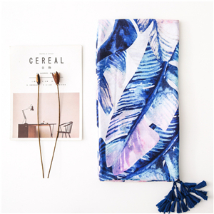 Banana leaf print tassel cotton cheap scarf