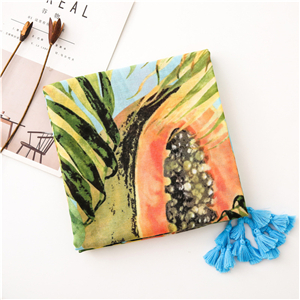 Wholesale papaya pattern tassel cotton scarf