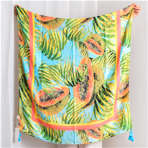 Wholesale papaya pattern tassel cotton scarf